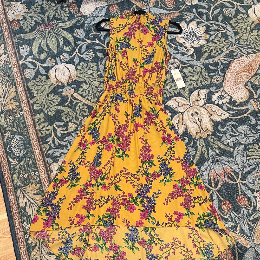 Nanette Lepore NWT sleeveless high/low midi yellow floral dress size 4